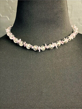 Gray & Clear Beaded Necklace